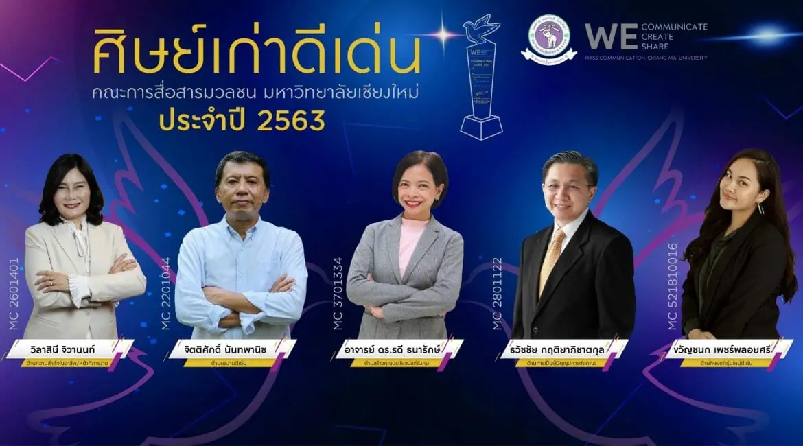 ศิษย์เก่าดีเด่นคณะการสื่อสารมวลชน        มหาวิทยาลัยเชียงใหม่ ประจำปี 2563