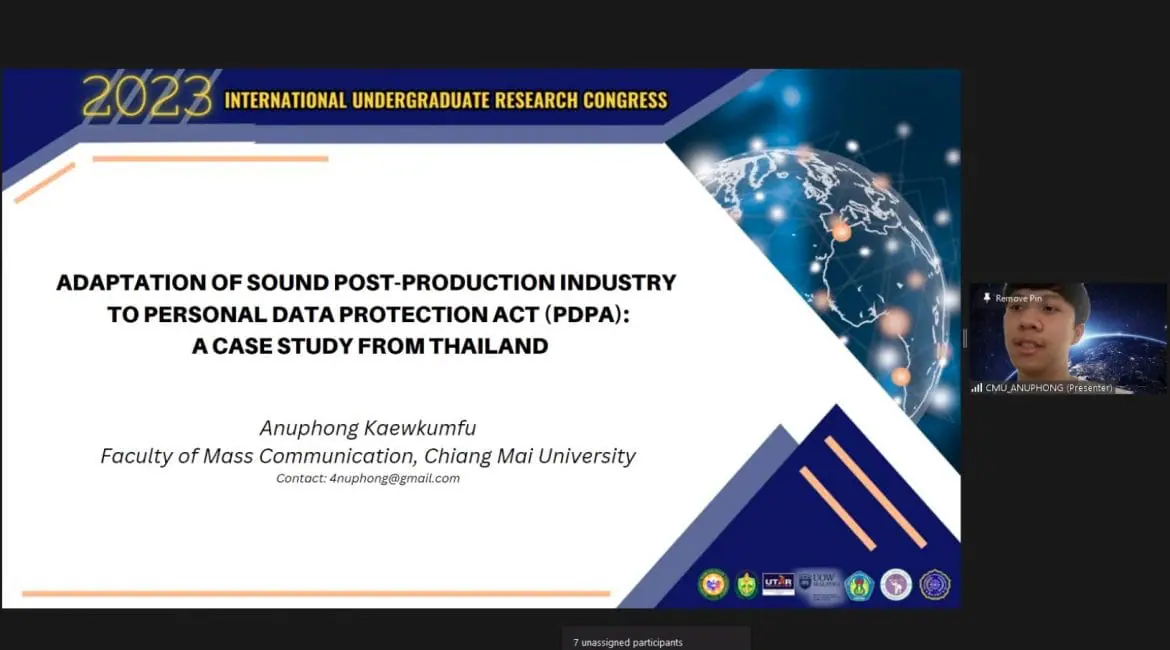 นักศึกษาหลักสูตรภาพยนตร์ดิจิทัล มช. ร่วมนำเสนองานวิชาการนานาชาติ 2023 International Undergraduate Research Congress