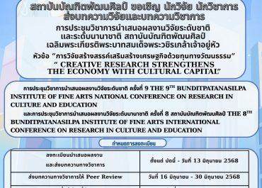 (งานประชุมวิชาการ) ขอเชิญร่วมส่งบทความวิจัยและบทความวิชาการในการประชุมวิชาการนำเสนอผลงานวิจัยระดับชาติ ครั้งที่ 9 และนานาชาติ ครั้งที่ 8