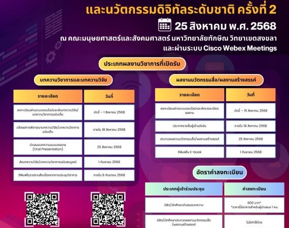 (งานประชุมวิชาการ) ขอความอนุเคราะห์ประชาสัมพันธ์ และขอเชิญส่งผลงานเข้าร่วมนำเสนอในการประชุมวิชาการด้านการสื่อสารแบบบูรณาการและนวัตกรรมดิจิทัลระดับชาติ ครั้งที่ 2