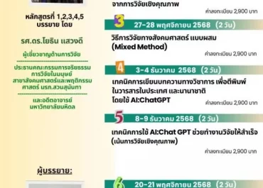 (อบรม) ขอเชิญส่งบุคลากรเข้าฝึกอบรมด้านการวิจัย