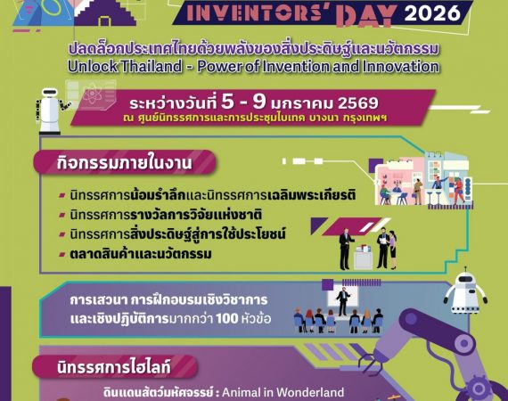 (นิทรรศการ) ขอเชิญชวนเข้าร่วมกิจกรรมและเยี่ยมชมงาน “วันนักประดิษฐ์” ประจำปี 2569 และขอความอนุเคราะห์ เผยแพร่ประชาสัมพันธ์การจัดงาน