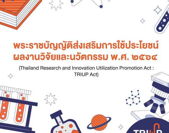 แจ้งการดำเนินการตามพระราชบัญญัติส่งเสริมการใช้ประโยชน์ผลงานวิจัยและนวัตกรรม พ.ศ. 2564 สำหรับโครงการวิจัยที่ได้รับทุนสนับสนุนจาก วช.