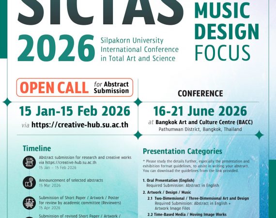 (งานประชุมวิชาการ) ขอความอนุเคราะห์ประชาสัมพันธ์ Poster งานประชุมวิชาการนานาชาติแห่งมหาวิทยาลัยศิลปากร ด้านศิลปะ ดนตรีและการออกแบบ
