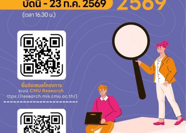 (ทุนภายในมหาวิทยาลัย) ประชาสัมพันธ์การเปิดรับสมัครทุนพัฒนานักวิจัยรุ่นกลาง มหาวิทยาลัยเชียงใหม่ ประจำปี 2569
